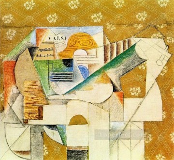Guitarra y partitura 1912 Pablo Picasso Pinturas al óleo